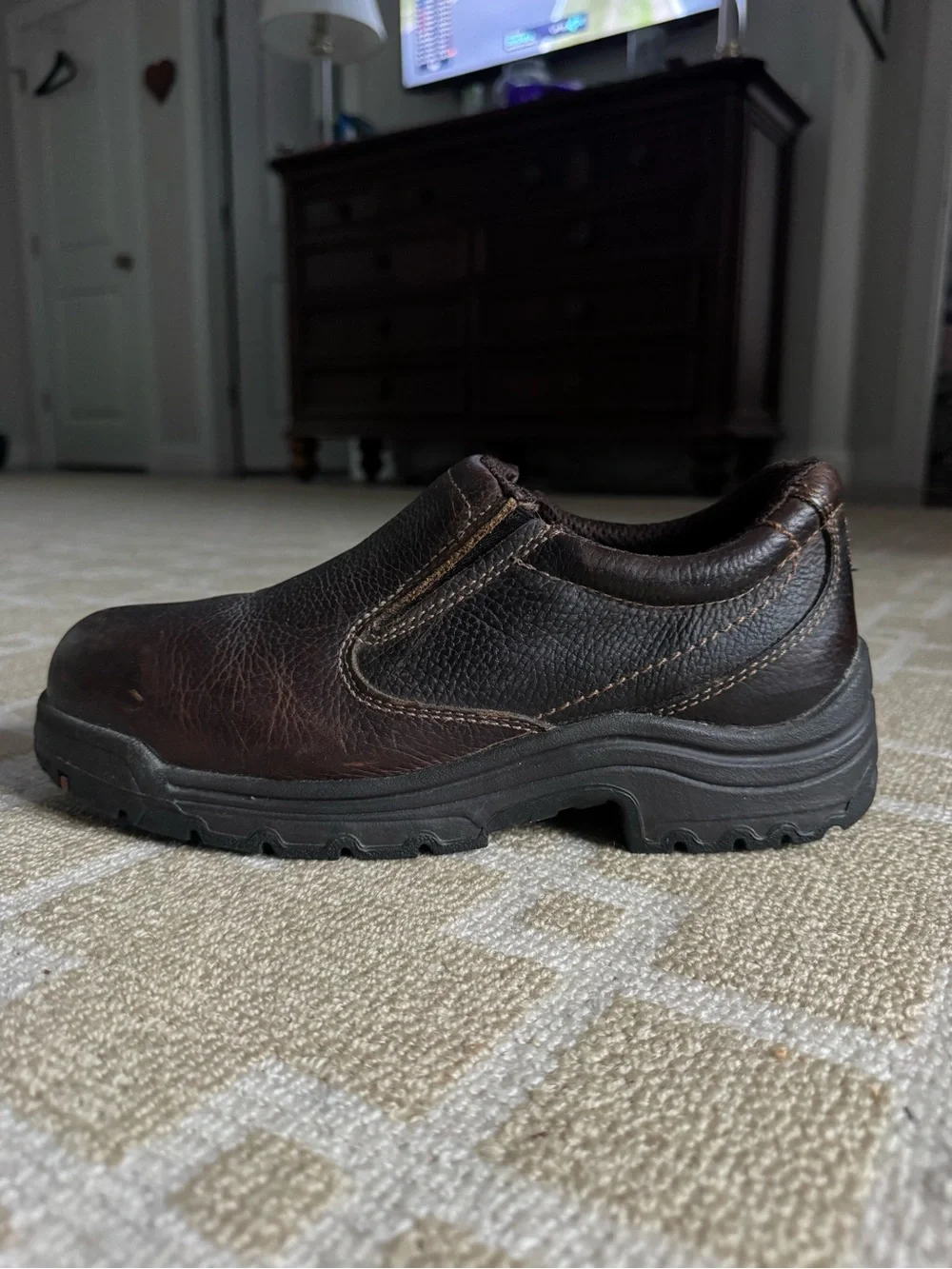 Timberland PRO Titan Alloy Toe Slip On Work Shoes Brown Leather Utility Men’s 9